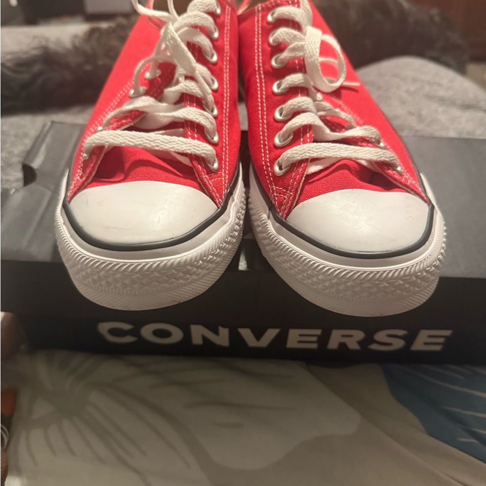 Converse Red and White Canvas Sneakers